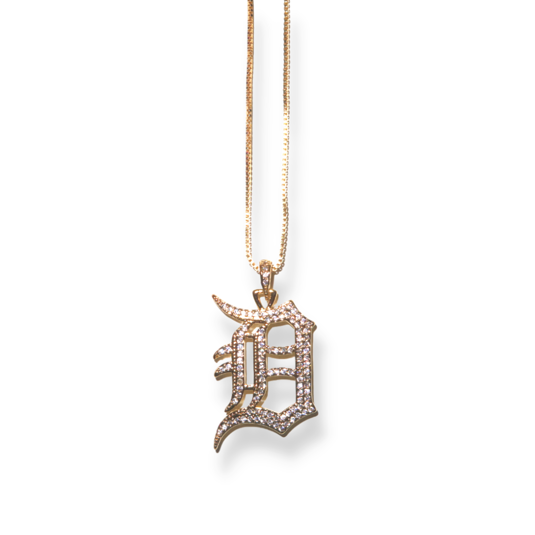 Detroit D Necklace, 14k Gold