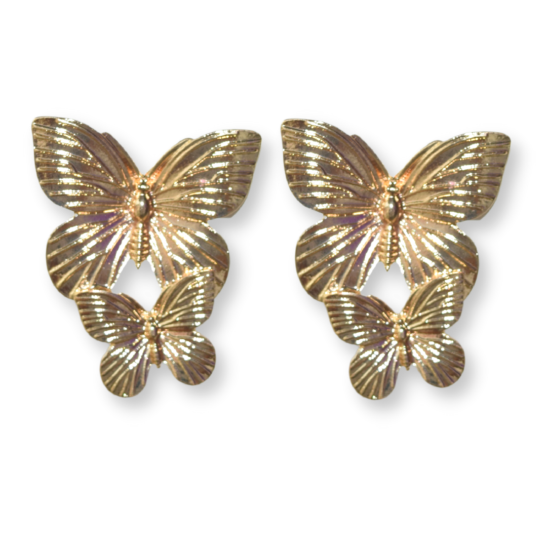 EarFleek Shop - Gold Crystal Half Wing Butterfly Stud Earrings